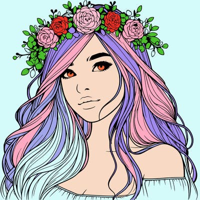 realistic girl with flower crown