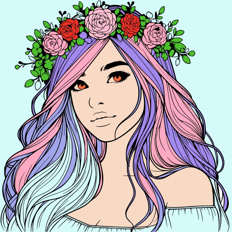 realistic girl with flower crown