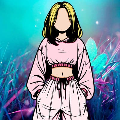 realistic girl faceless with baggy pants and a crop top