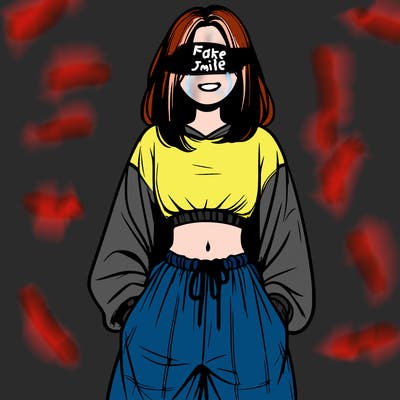 realistic girl faceless with baggy pants and a crop top