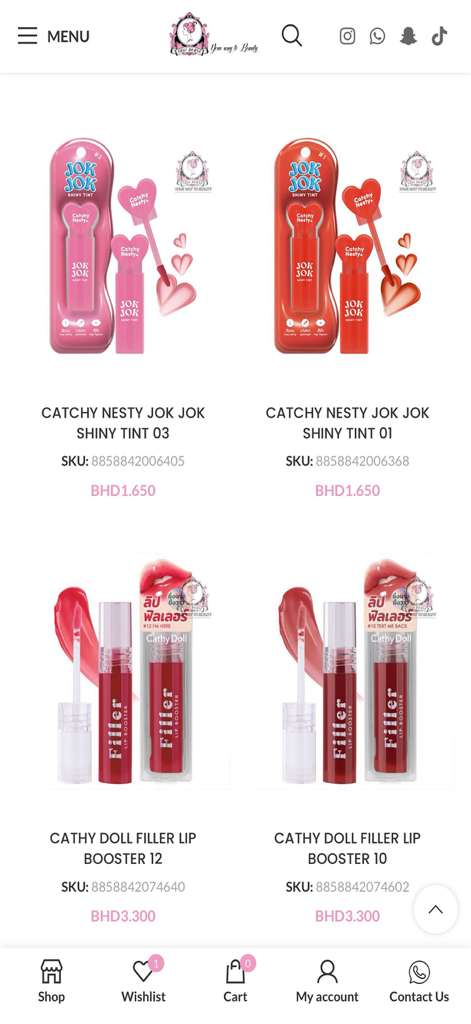 Thai House Cosmetic - Thai House Cosmetic mobile app displaying various lip makeup products