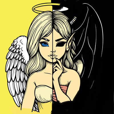 realistic angel half demon