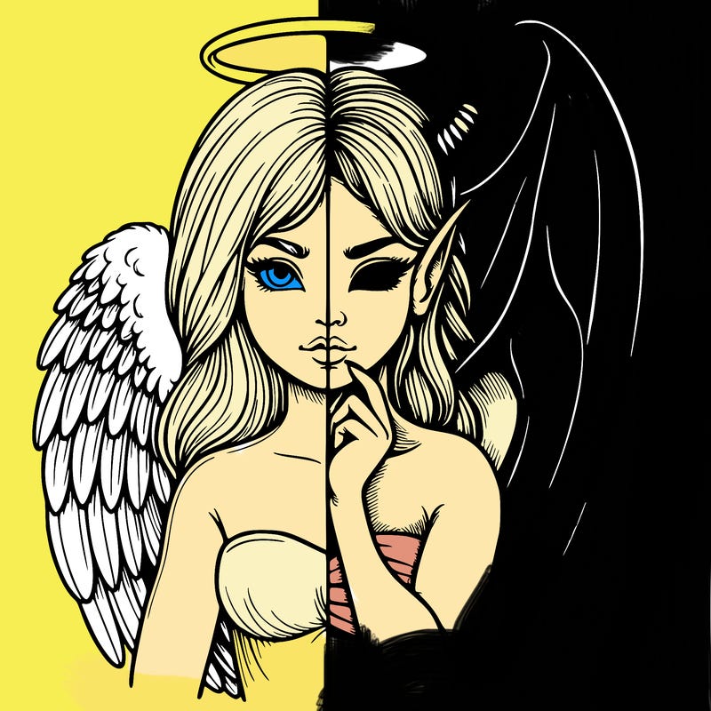 realistic angel half demon