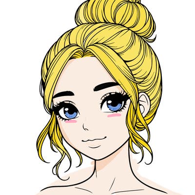 realistic pretty girl with hair in bun