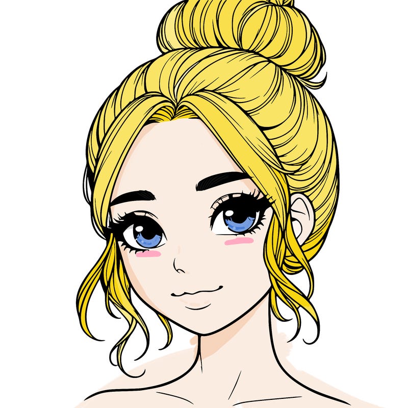 realistic pretty girl with hair in bun