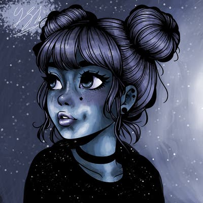 realistic girl with spacebuns