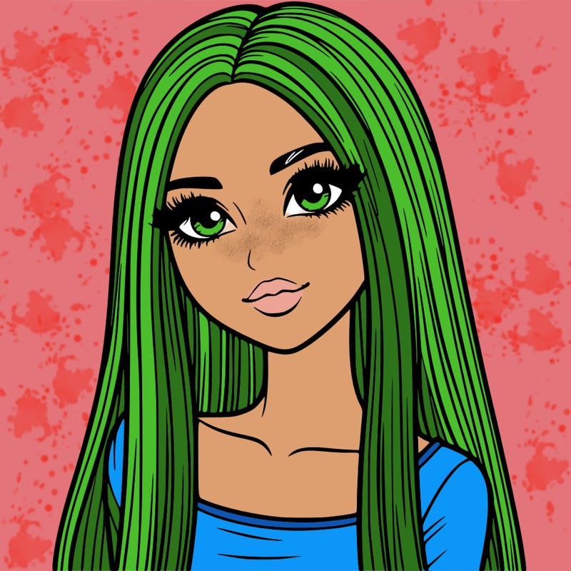 realistic girl with straight and long hair