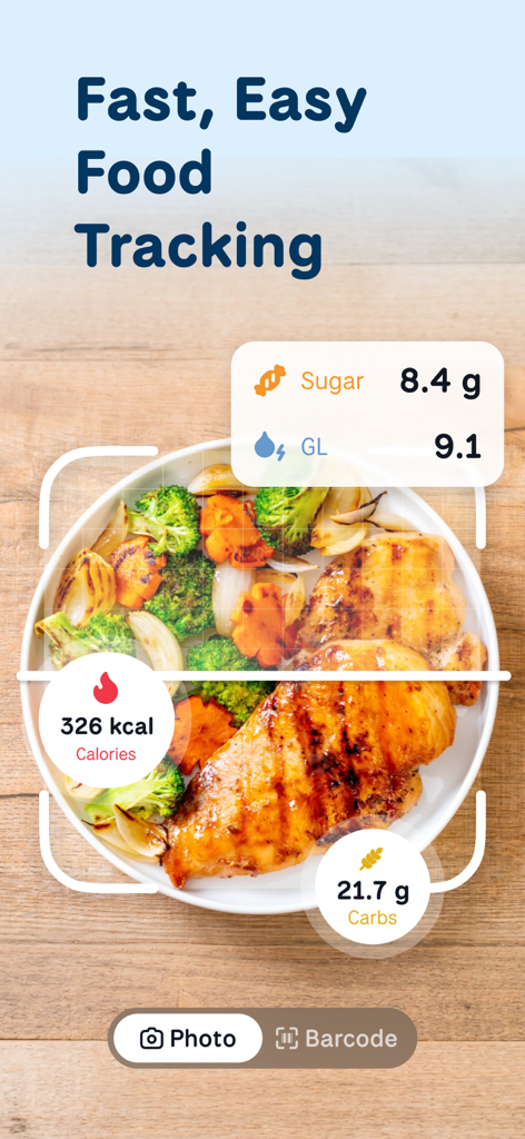 WellMe 앱 음식 스캐너에서 식사의 칼로리 및 영양 정보 표시