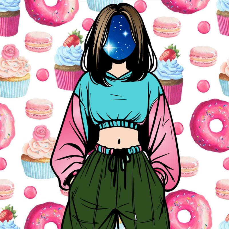 realistic girl faceless with baggy pants and a crop top
