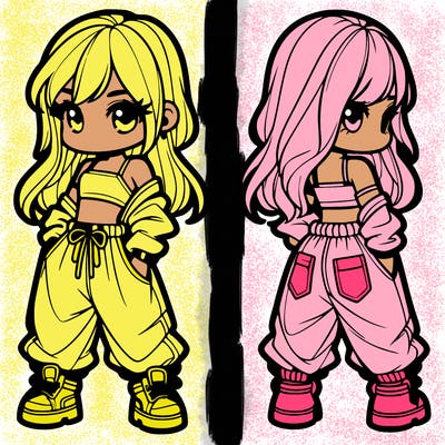 girl in crop top and baggy pants