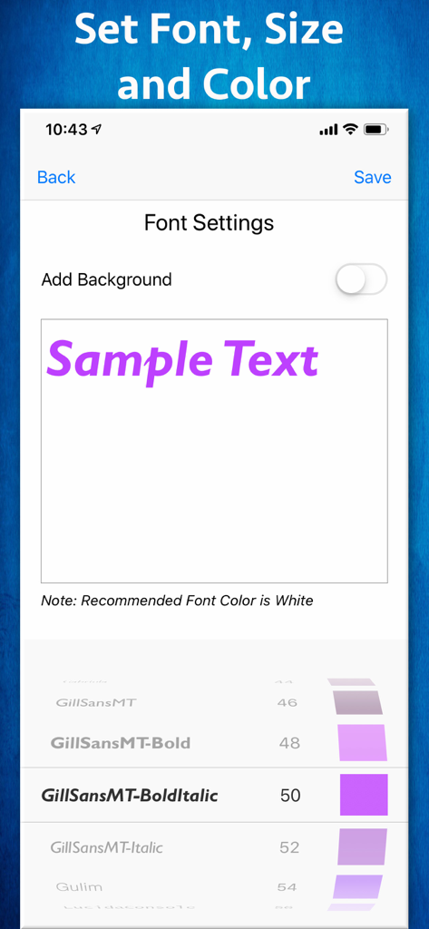 Video Subtitle Hardcoder - Subtitle font customization interface with font size and color options