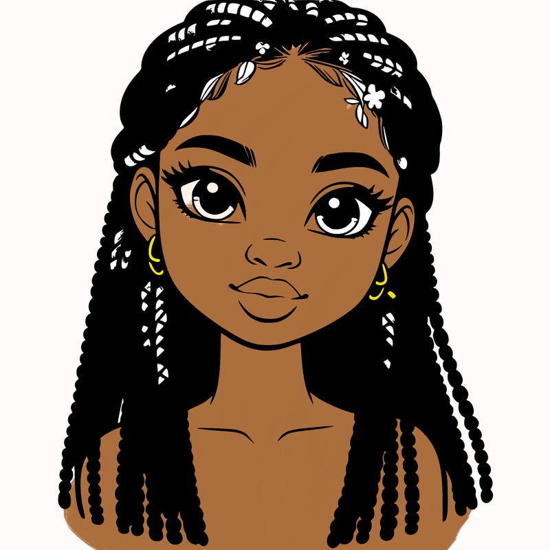 a realistic black girl with braids