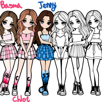 a group of girls realistic