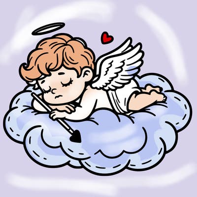 cupid asleep on a cloud