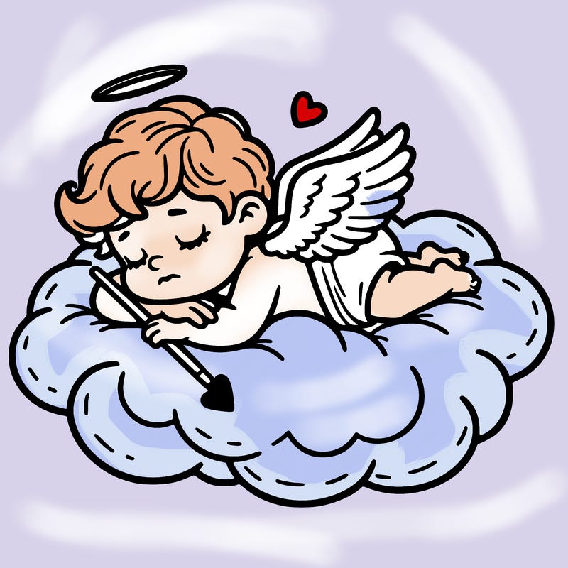 cupid asleep on a cloud