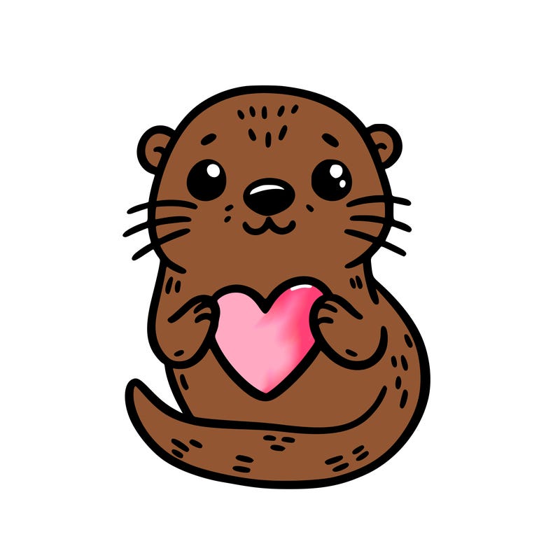 otter with a heart