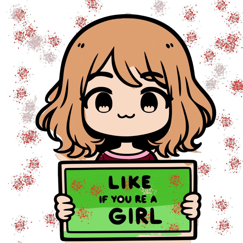 a cute girl holding a sign that says like if you’re a girl