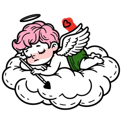 cupid asleep on a cloud