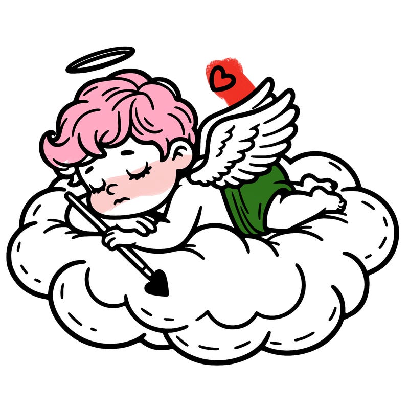 cupid asleep on a cloud