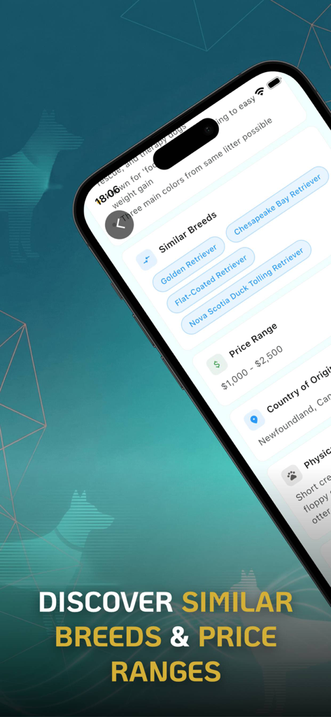 Dog Breed Identifier | Scanner - Mobile app screen showing similar dog breeds and estimated price ranges