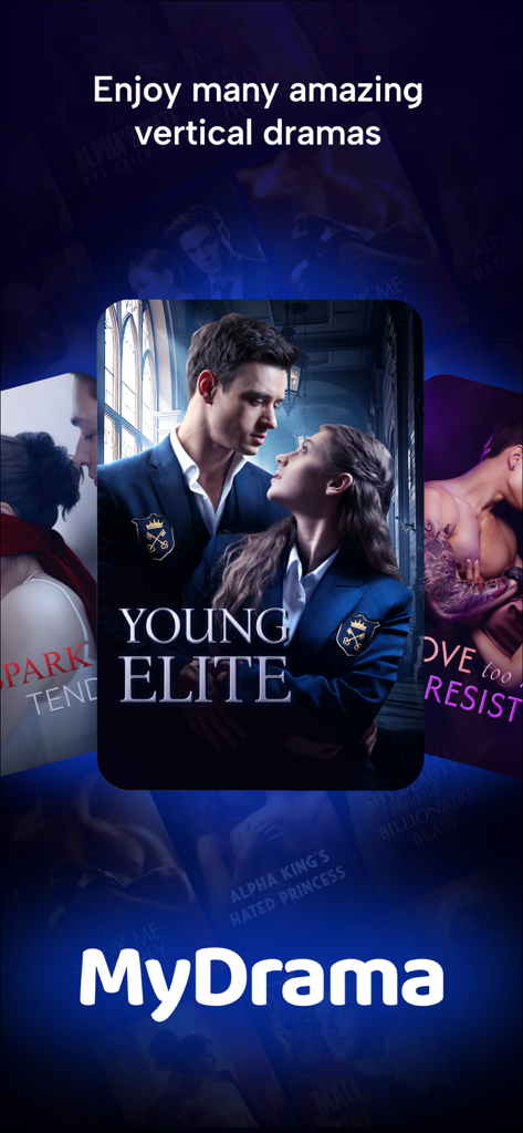 MyDrama app interface featuring the Young Elite vertical short drama and other romance series