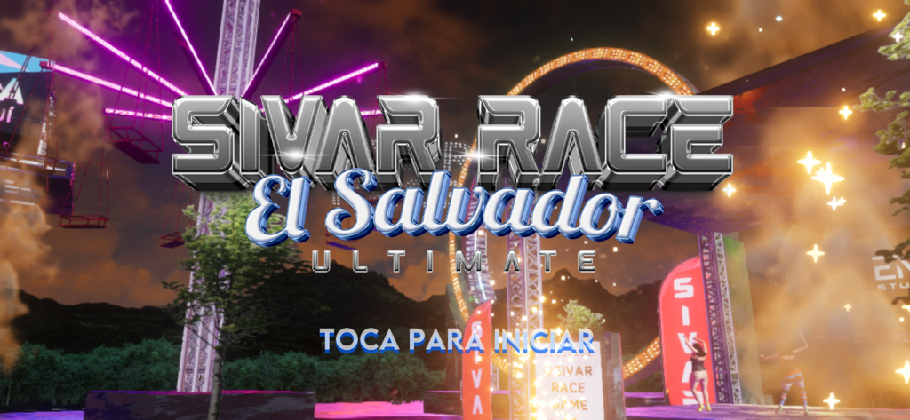 Sivar Race Ultimate - Main title screen of the Sivar Race Ultimate game featuring a neon ferris wheel and the game logo