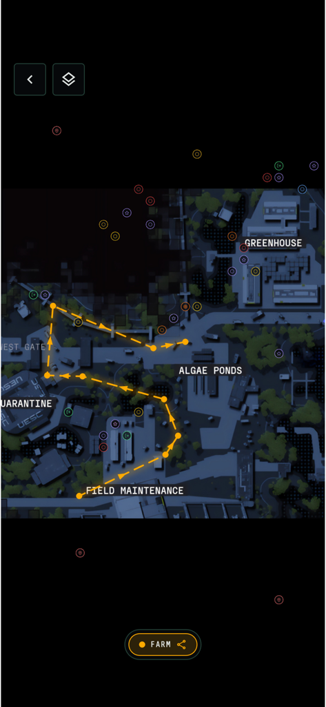 Runner - Marathon Map - 플레이어 경로와 주요 위치를 보여주는 마라톤의 인터랙티브 전술 지도.