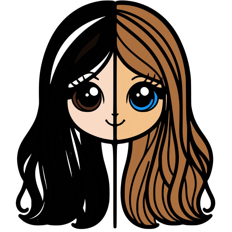 split girl with long hair