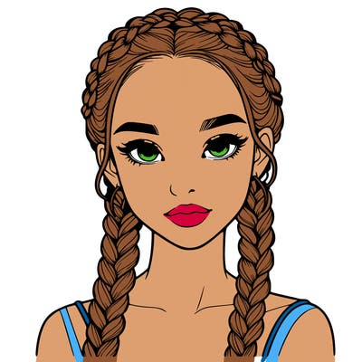 realistic girl with braids