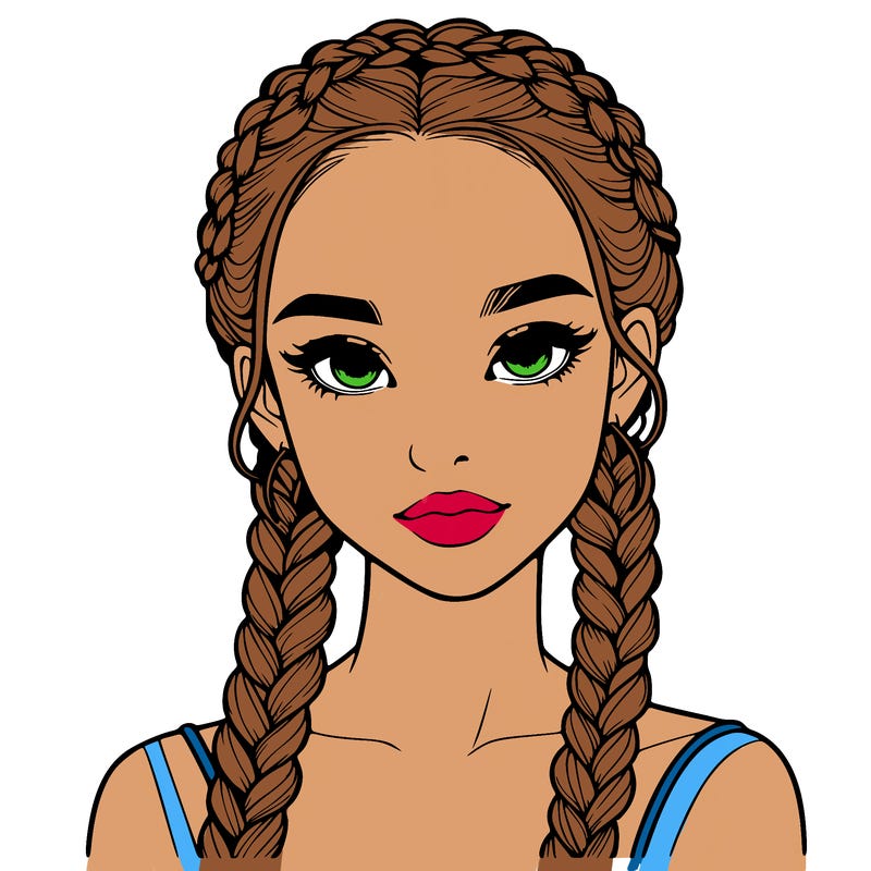 realistic girl with braids