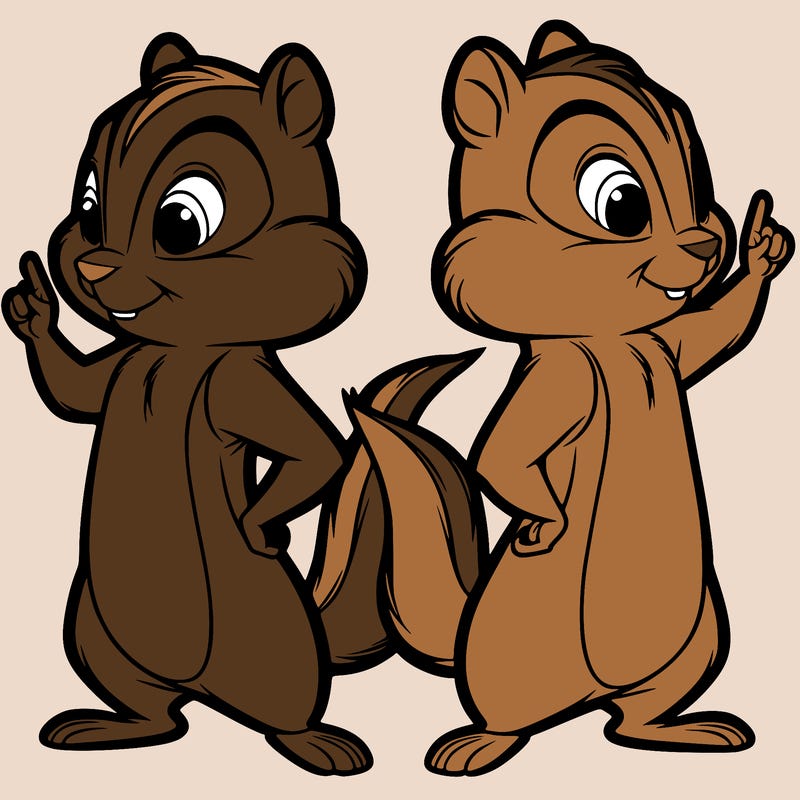 two tamias standing up split realistic