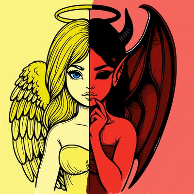 realistic angel half demon
