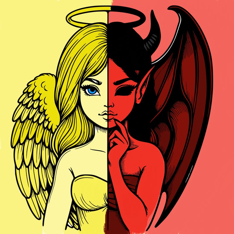 realistic angel half demon