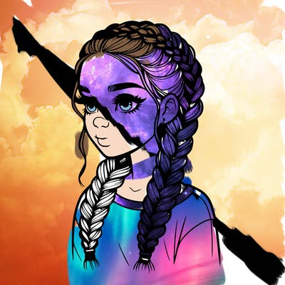 realistic girl with braids