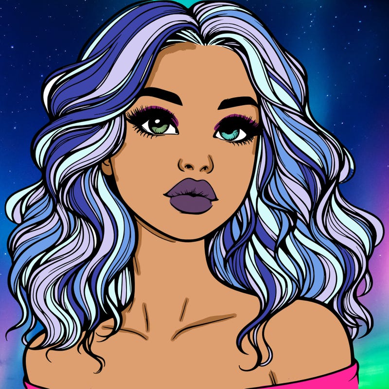 realistic girl with wavy hair and lips