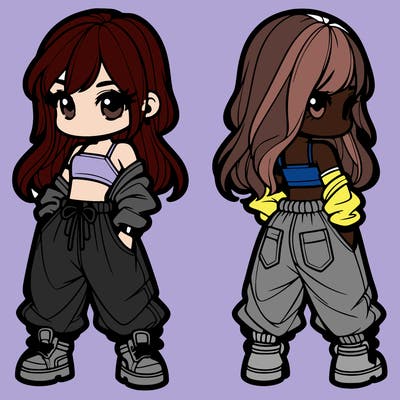 girl in crop top and baggy pants