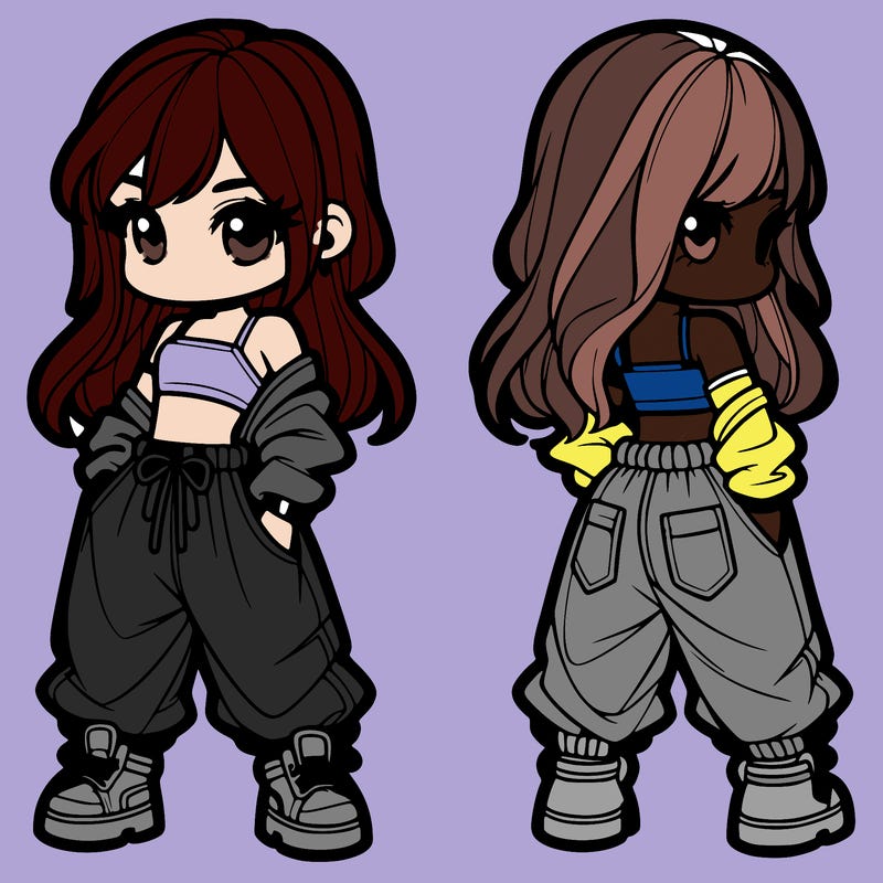 girl in crop top and baggy pants