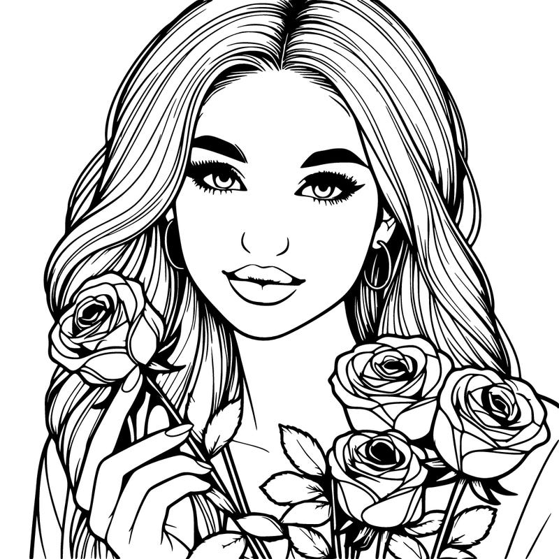 realistic women holding roses