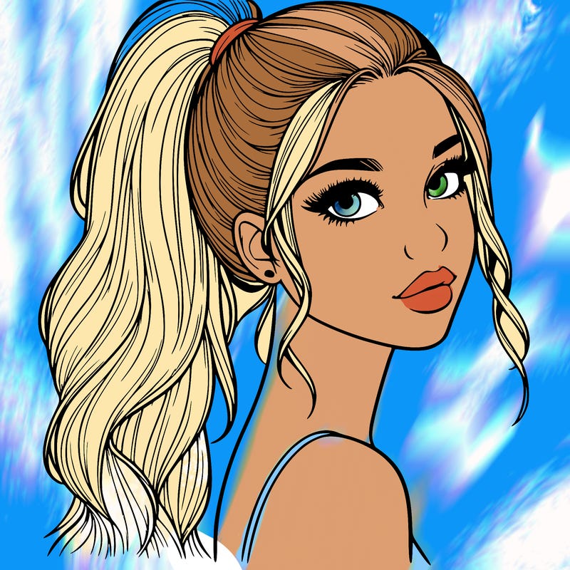 realistic pretty girl with high pony tail