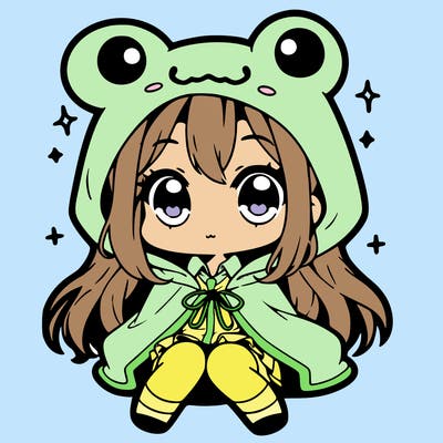chibi girl with frog hoodie