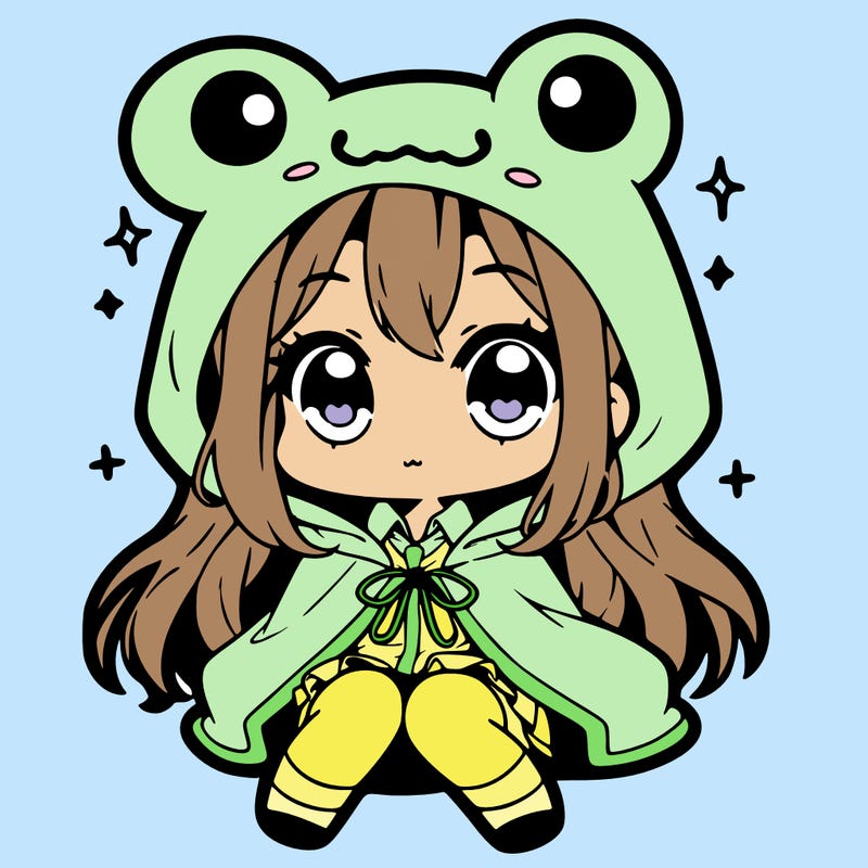 chibi girl with frog hoodie
