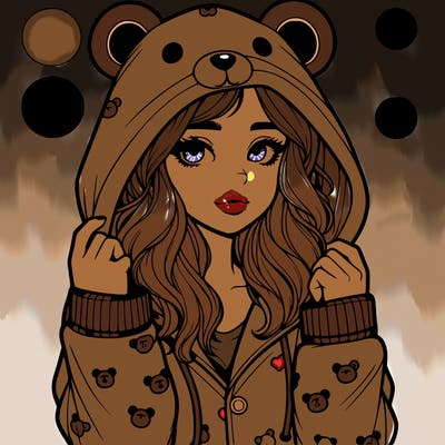 realistic girl in a animal pjs hoodie