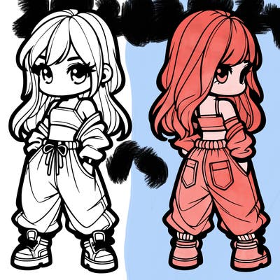 girl in crop top and baggy pants