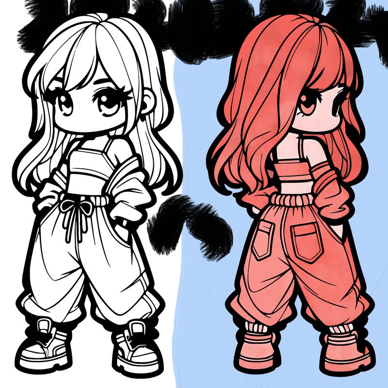 girl in crop top and baggy pants