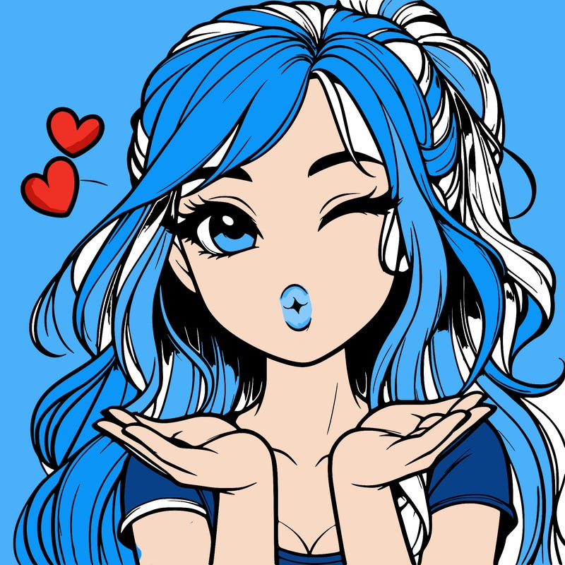 realistic girl winking and blowing a kiss while making heart hands