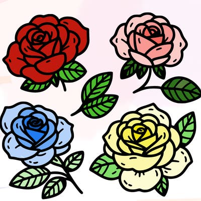 cute four pieces roses