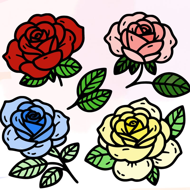 cute four pieces roses