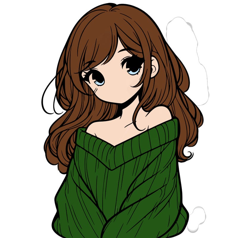 shy pretty girl wearing a sweater that is falling off one shoulder portrait