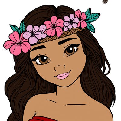 a realistic hawaiian girl with a head band of flowers on her head