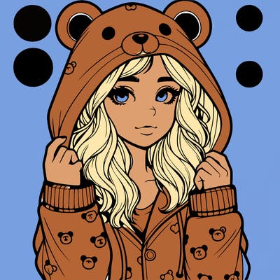realistic girl in a animal pjs hoodie
